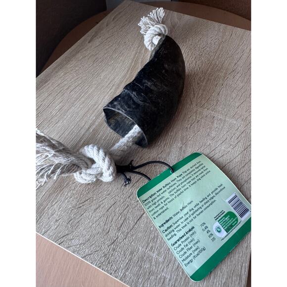 Rozie's Naturals Water Buffalo Horn Rope Toy - All-Natural Dog Toy - Picture 5 of 5